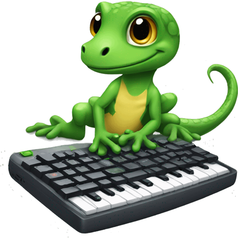 gecko with gaming keyboard emoji