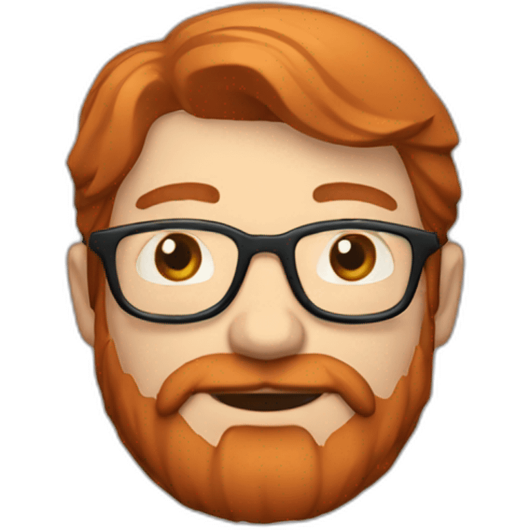 Red smooth haired man with beard and glasses making a saddle bag emoji