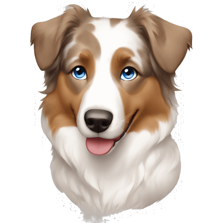 white and light brown australian shepherd with blue eyes emoji