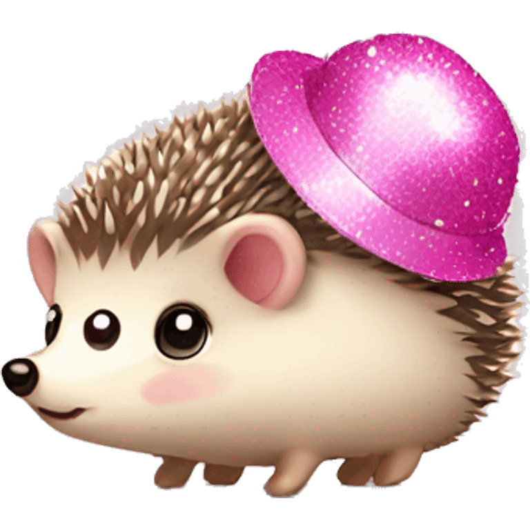 Cute Hedgehog with pink glitter bonnet emoji