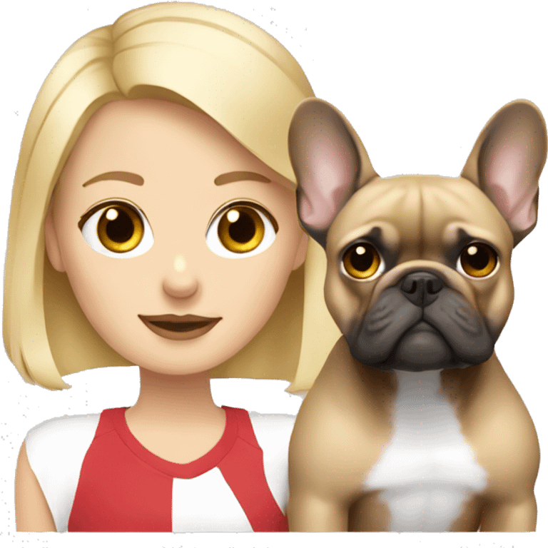 Blonde girl with French bulldog emoji