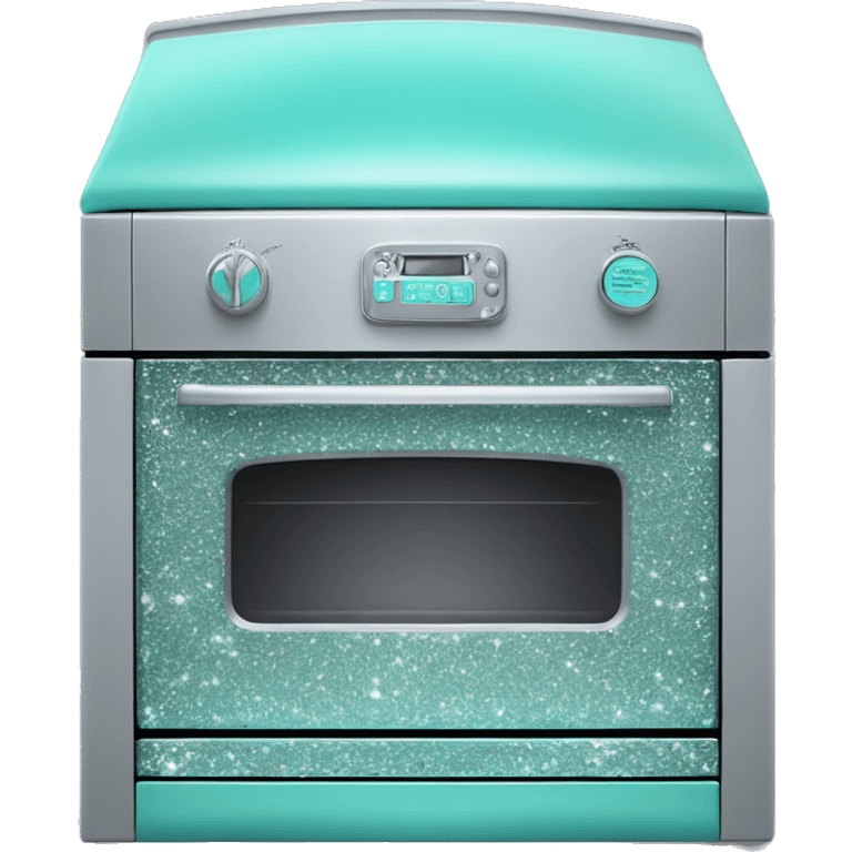 Realistic tiffany blue and silver diamond glitter oven. emoji