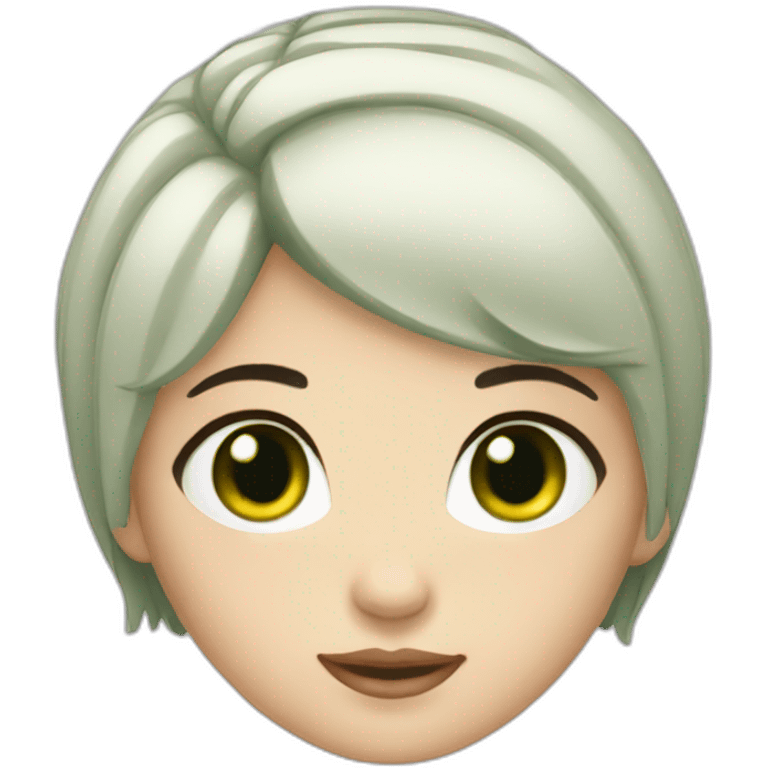 girl with green eyes and black short bob hair and white skin emoji