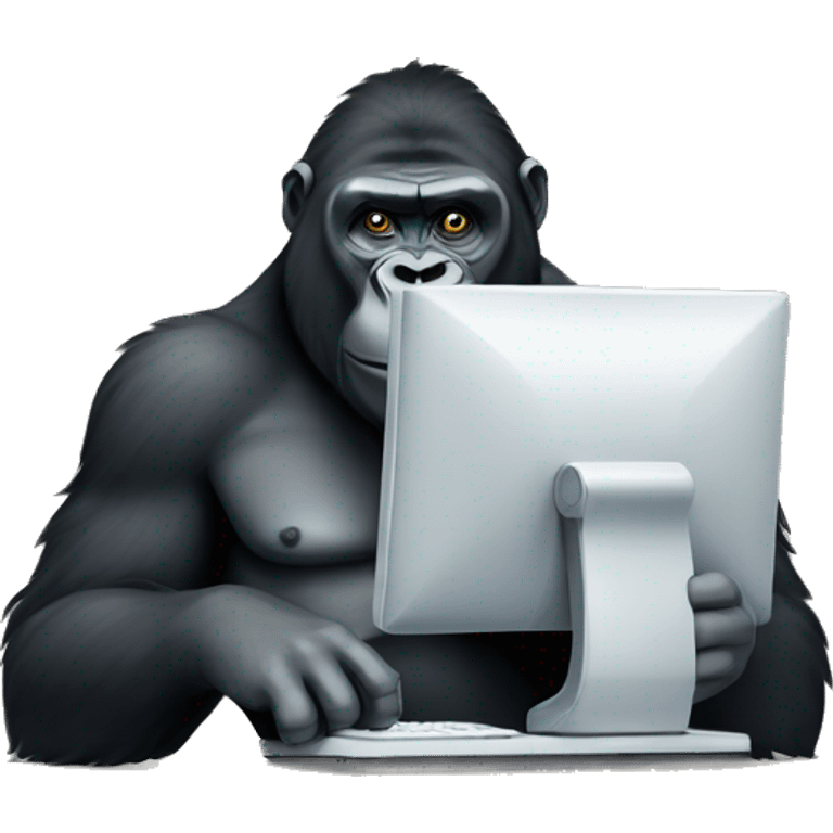 Gorilla with a computer emoji