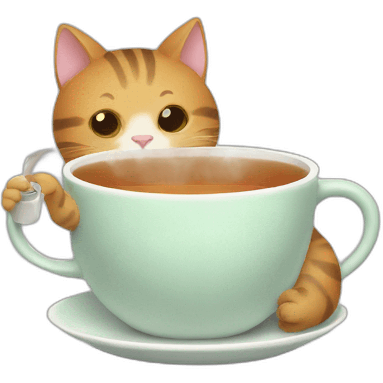 Cat drinking a cup of tea emoji