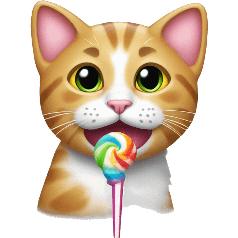 Cat with rainbow lolipop emoji