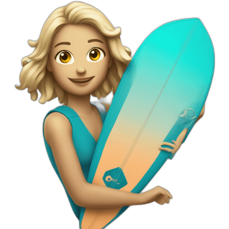 Surfer Girl with duotone kite and twintip board emoji