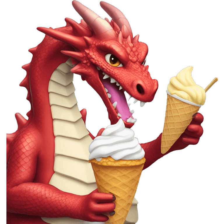 Dragon eating ice cream emoji