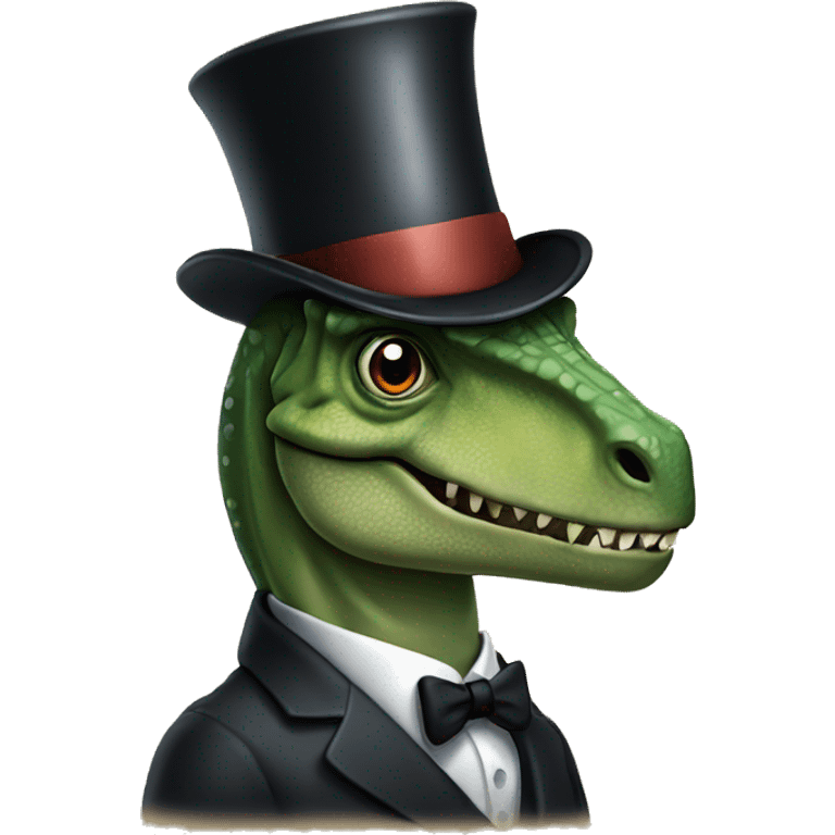 Dinosaur with a monocle and top hat emoji