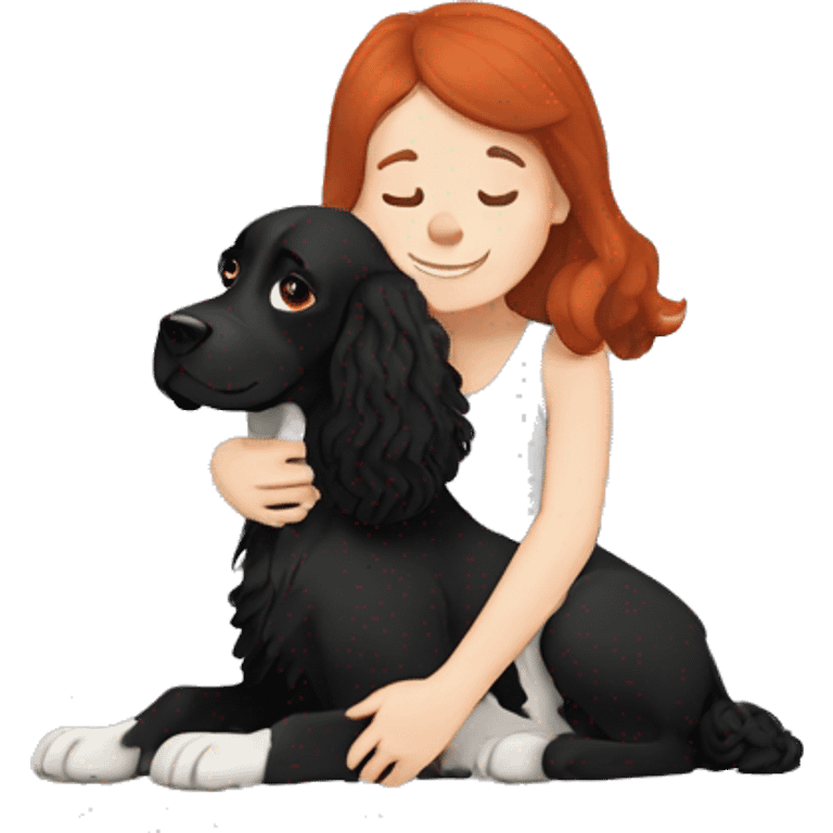 Black springer spaniel with redhead girl hug   emoji