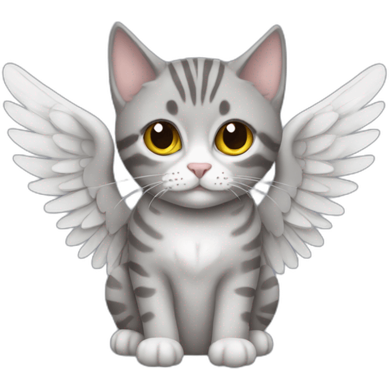 Grey tabby cat with angel wings emoji