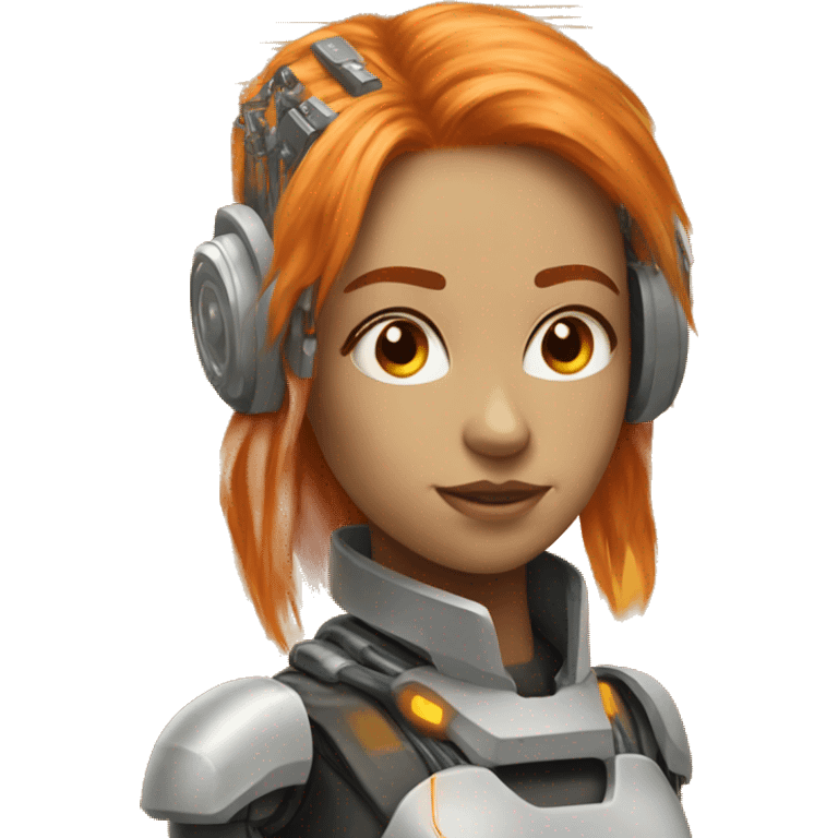 Female cyborg orange hair and circuits emoji