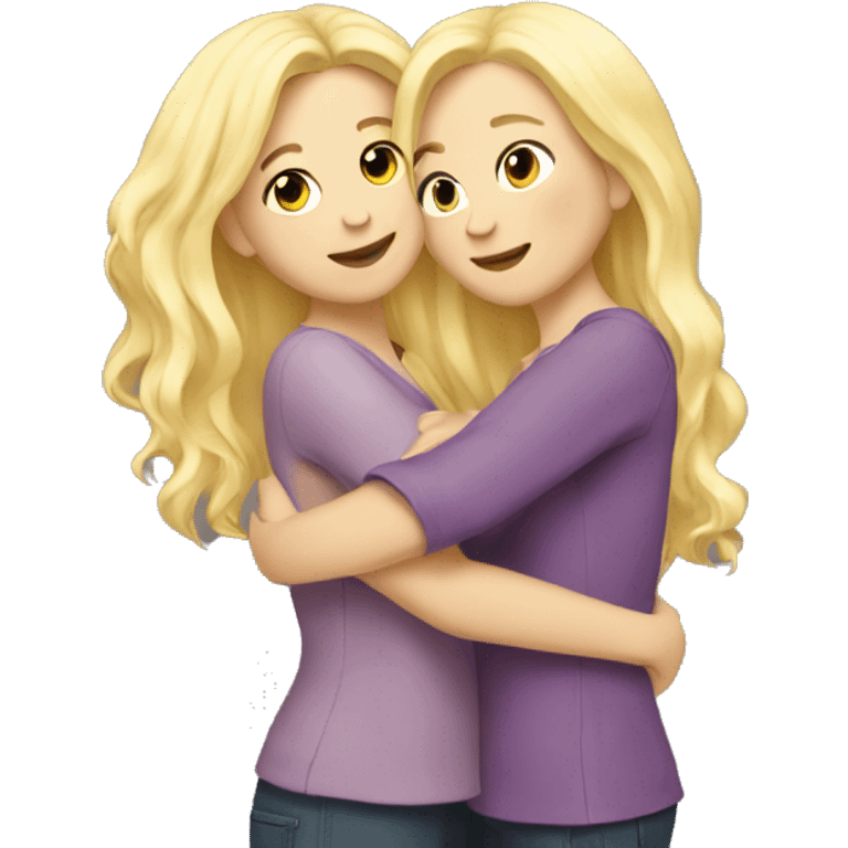 two blonde friends hugging full body  emoji