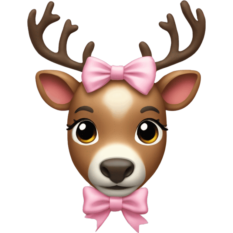 A reindeer wearing a light pink bow  emoji