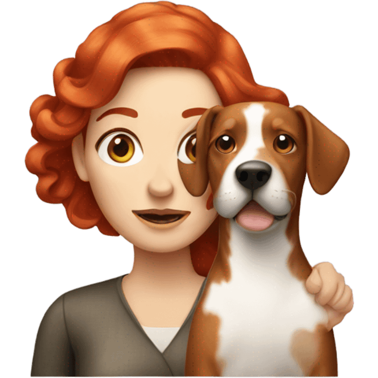 red hair lady with dog emoji