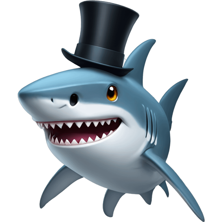 Shark with a top hat emoji