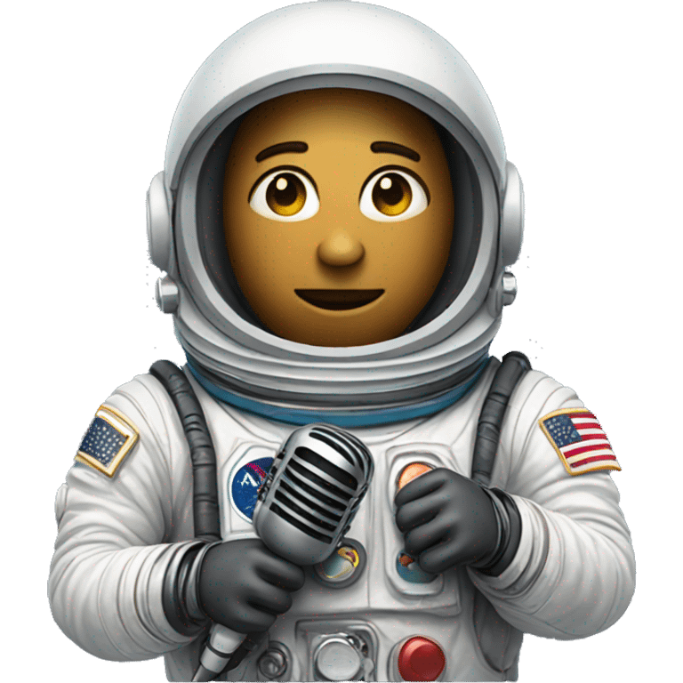 An astronaut with a microphone emoji