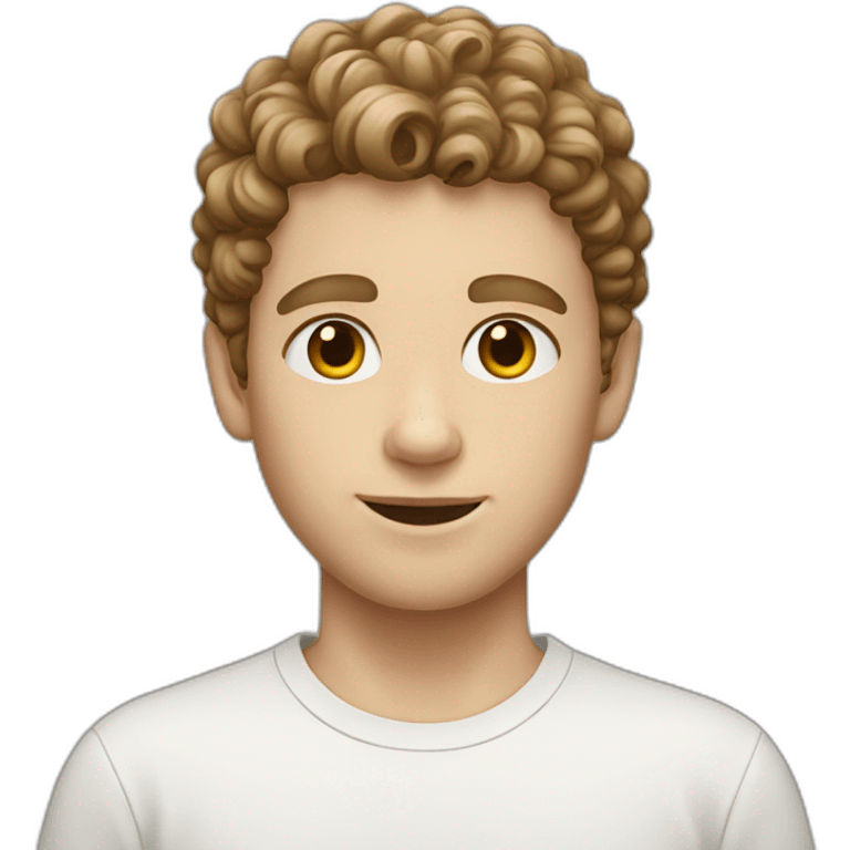 white boy with very short curly brown hair emoji