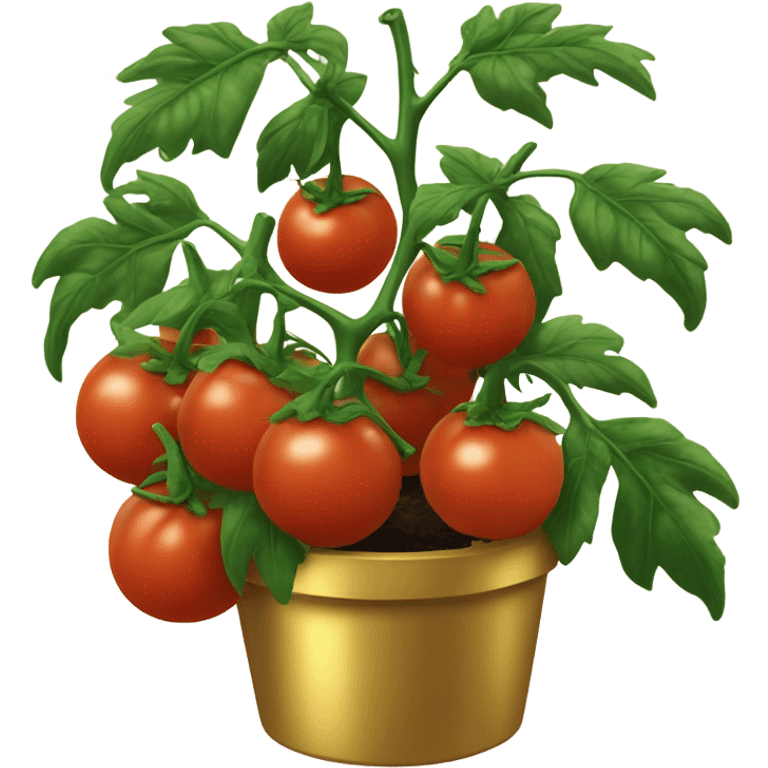 Tomato plant with 7 Black tomatoes on in a gold pot emoji