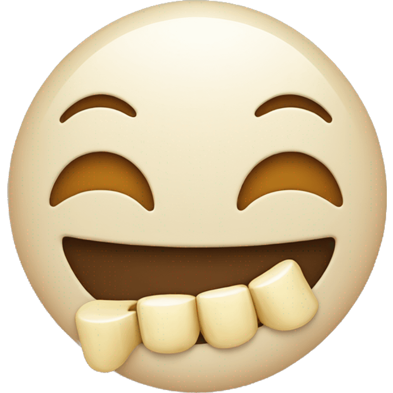 Smiling emoji with bone sticking in its mouth  emoji