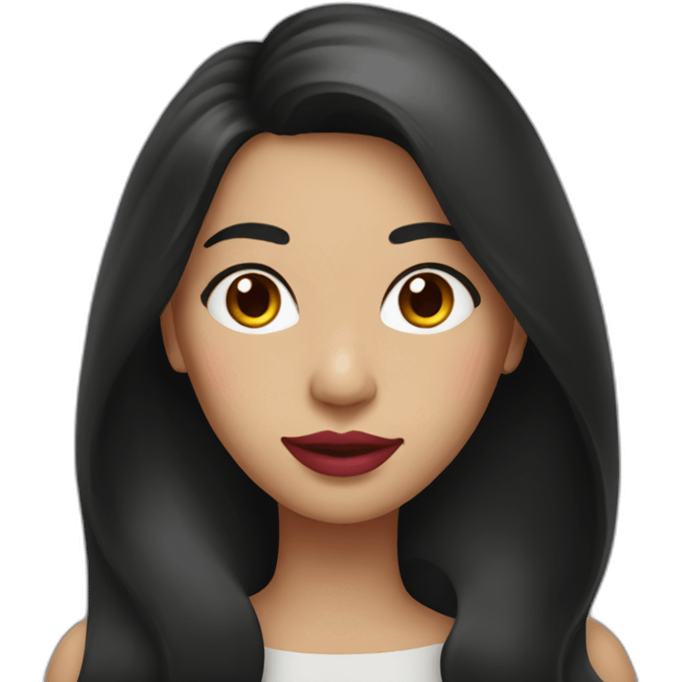 Chilean woman with dark long hair and pink lips emoji