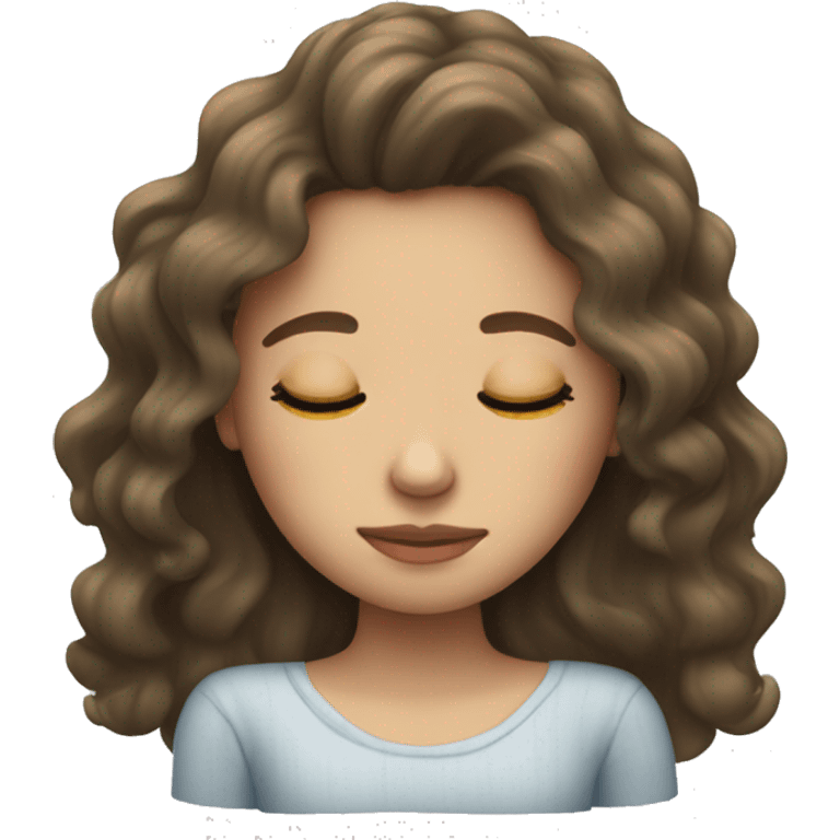 white, brunette, wavy hair girl sleeping  emoji