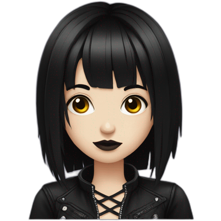 girl goth black hair emoji