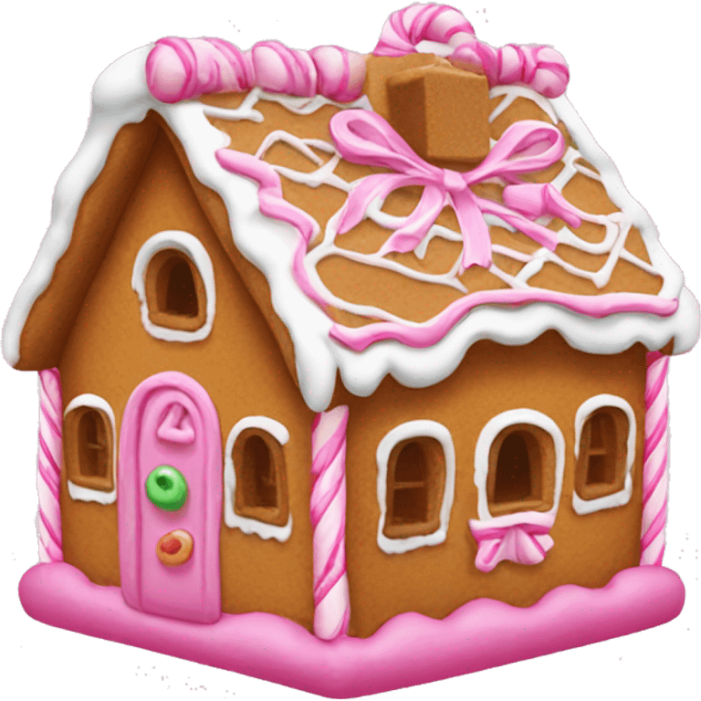 Gingerbread house with a pink bow  emoji