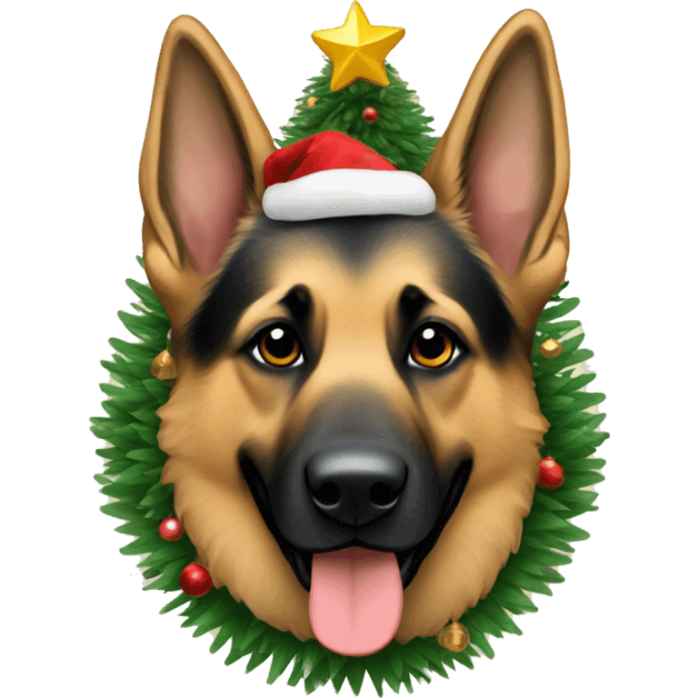 German shepherd with christmas tree  emoji