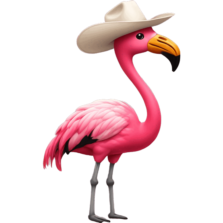 Flamingo wearing cowboy hat emoji