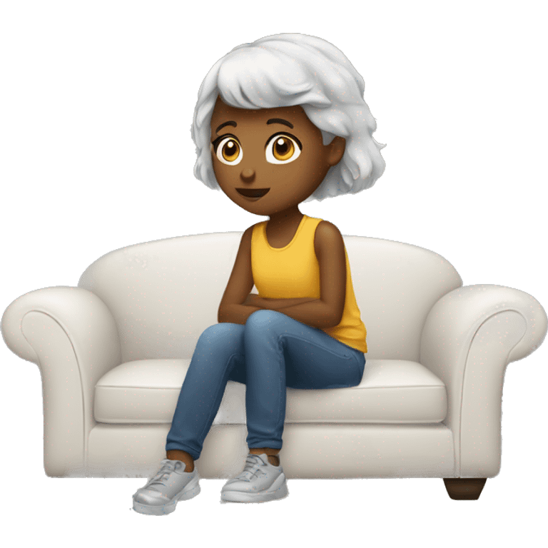 A girl how sit on a couch  emoji