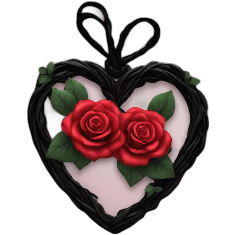 red roses on heart shaped black vines goth style emoji