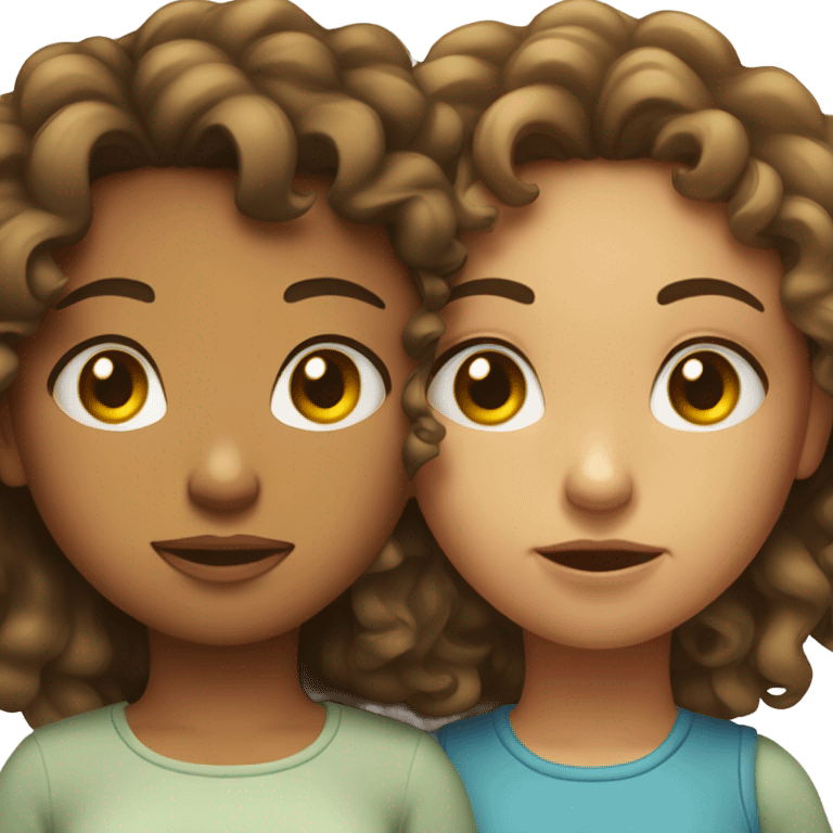  Two girls with curly hair one with eyes closed one pouting  emoji