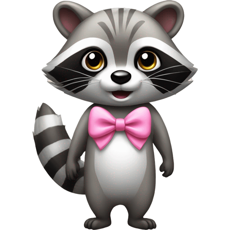 standing raccoon with pink bow emoji