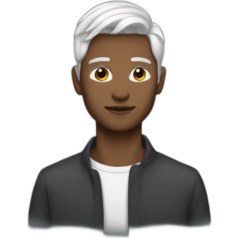 young gay white hair, dark complexion with great style emoji