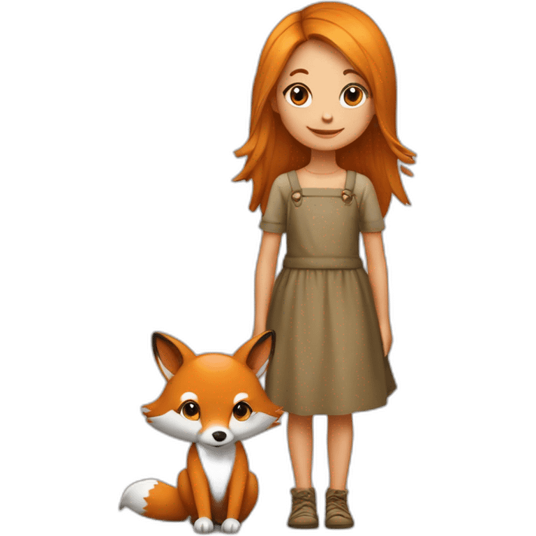 Petite fille sur le dos d un renard emoji