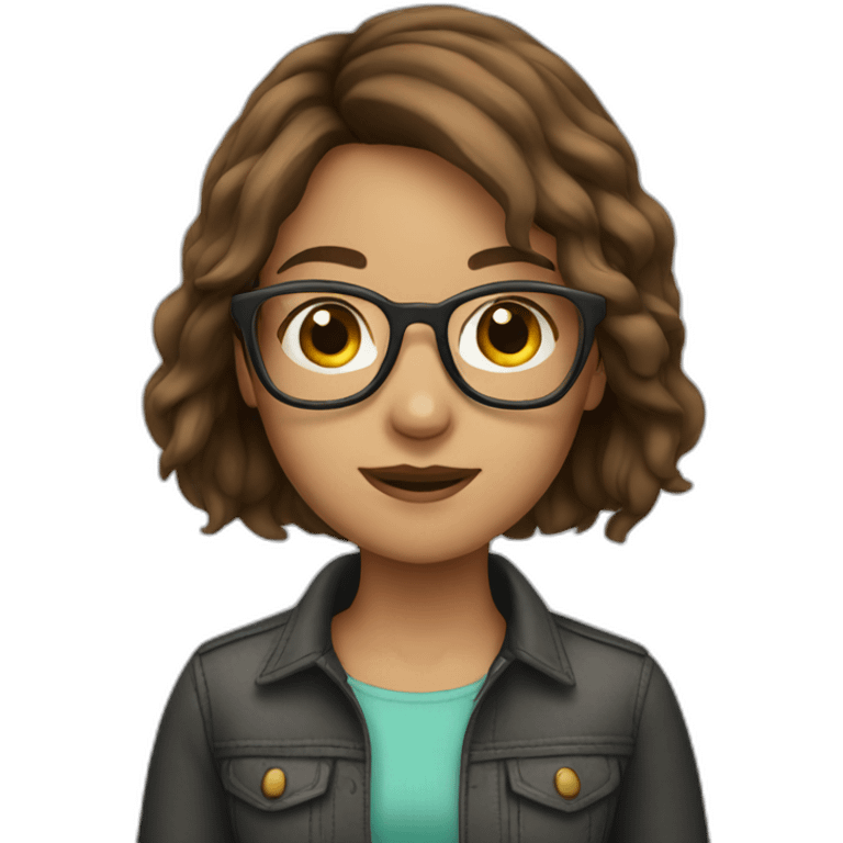 girl with brown hair wearing glasses emoji