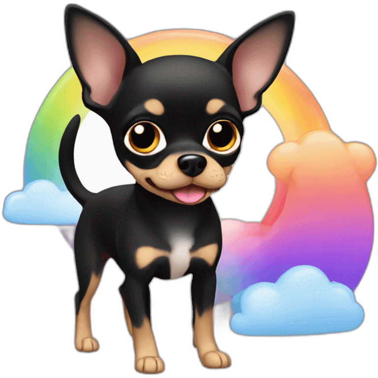 Black chihuahua with rainbow emoji