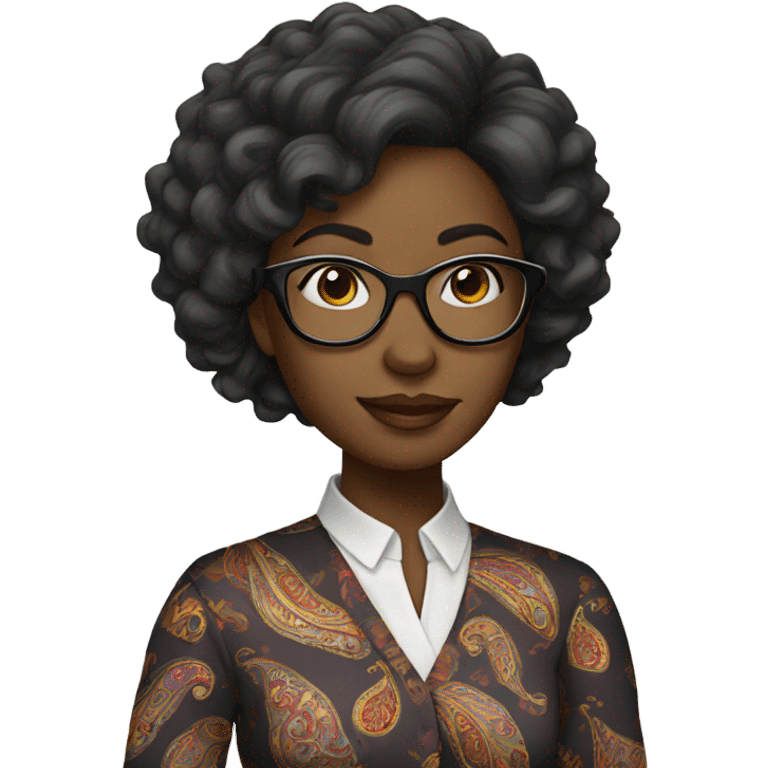 black nerdy female with paisley  emoji