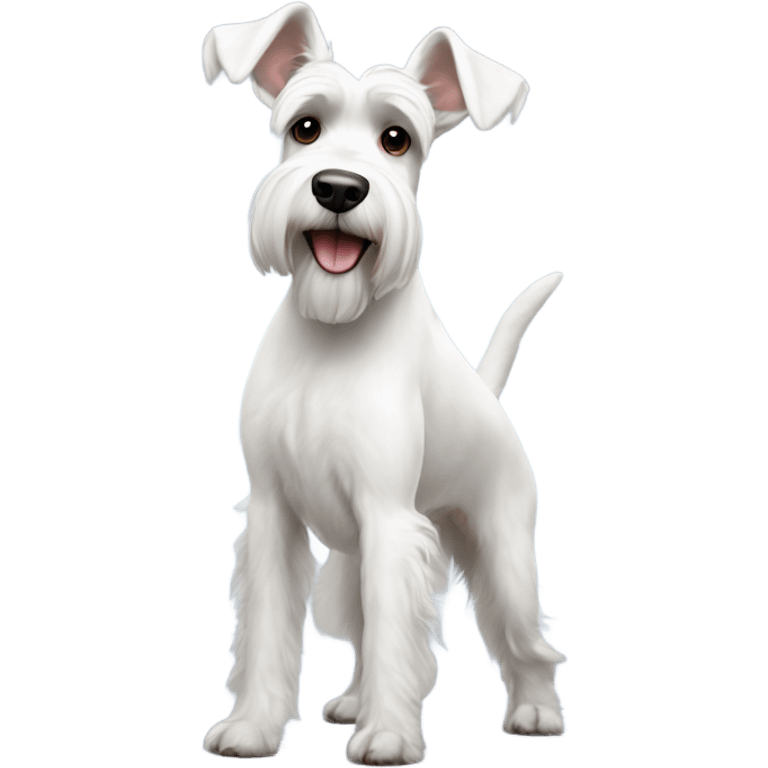 white schnauzer with long ears doing hand stand  emoji