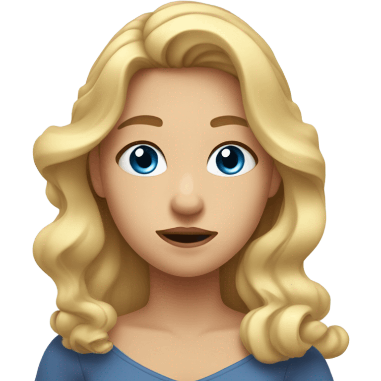 Girl with wavy blonde hair and blue eyes slapping her face emoji