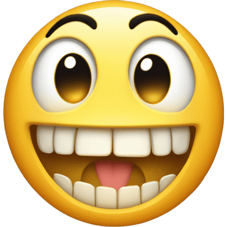 smily emoji with teeth for eyes and teeth for nose and teeth for teeth and extremely surprised expression emoji