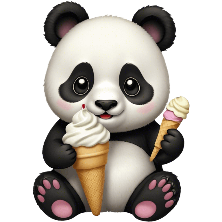 Panda eating ice cream emoji