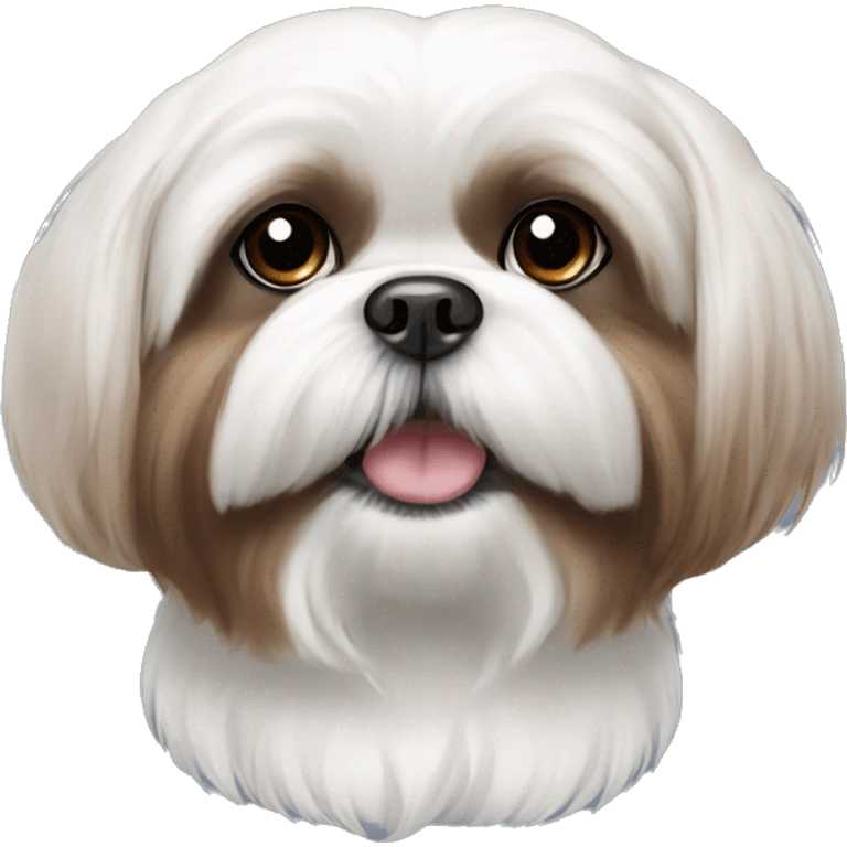 white shih tzu face with brown ears emoji