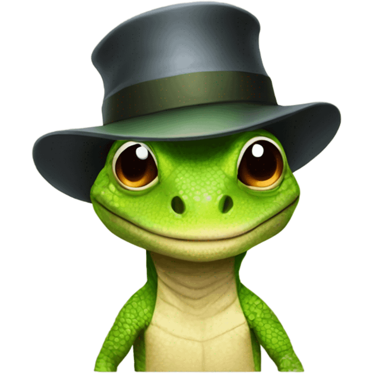 lizard with a hat emoji