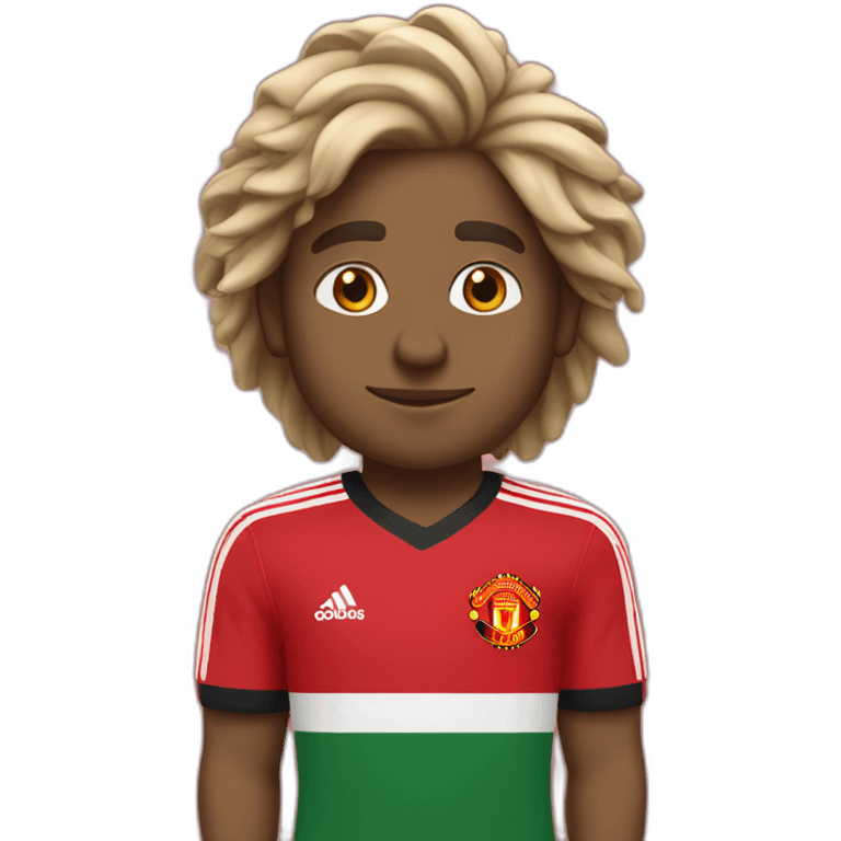 Indian south african with nice hair in Manchester united shirt emoji