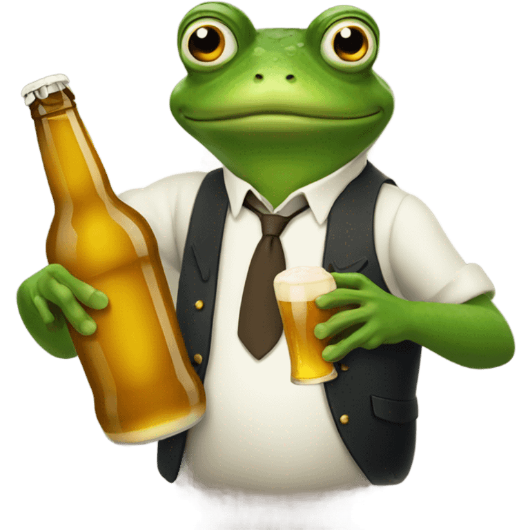 Frog w bottle of beer emoji