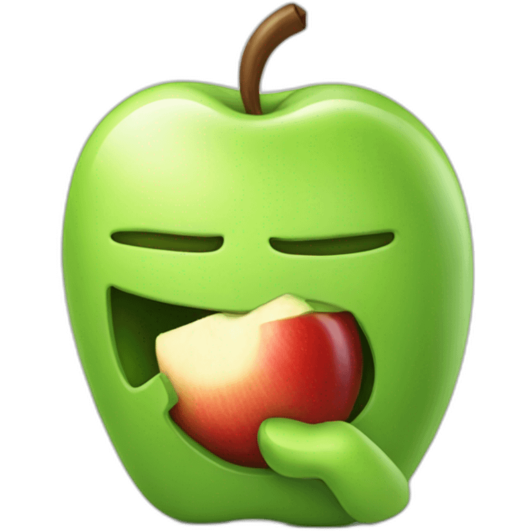 android eating an apple emoji