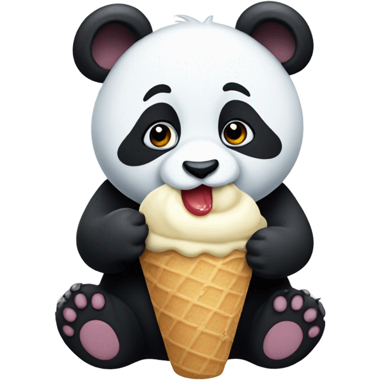 Panda eating ice cream emoji