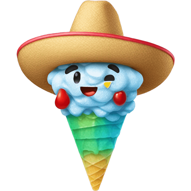 Shaved ice character with a Mexican sombrero  emoji